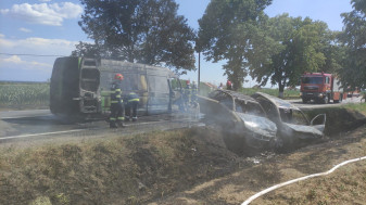 Accident grav în Gepiu - Trei mașini au luat foc