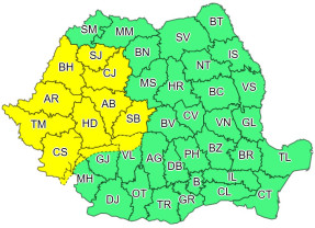 Cod galben de ploi în Bihor și alte 11 județe